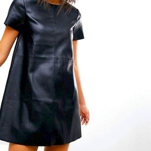Faux leather shift dress